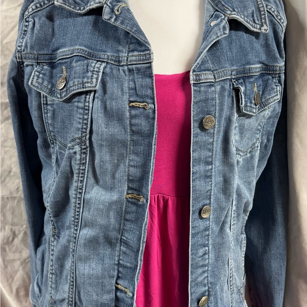 Pink Dress with Lee Denim Jacket